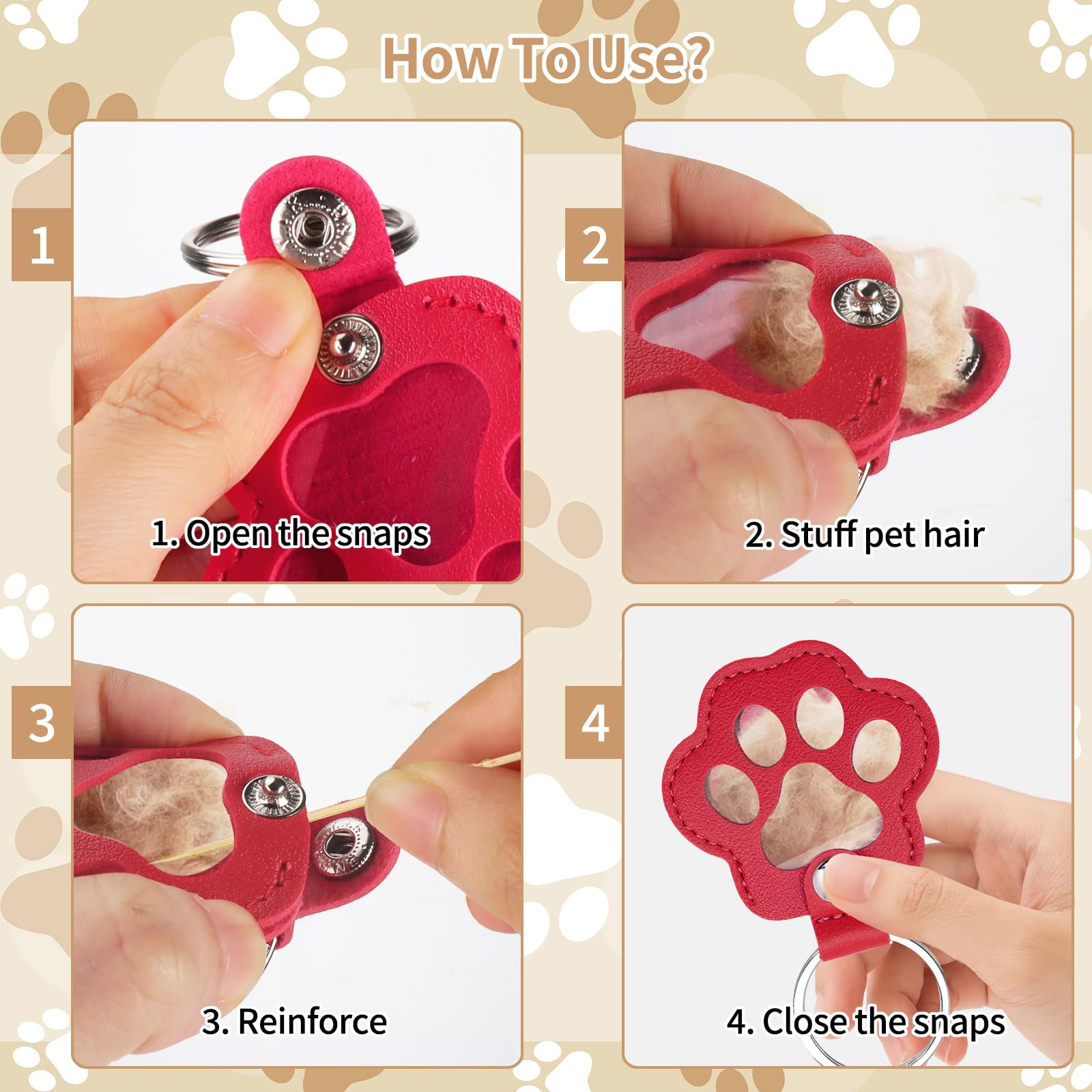 Boîte à Souvenirs Pour Poils D'animaux - Porte-clés En Cuir Avec Empreinte De Patte, Cadeau Commémoratif Pour Chien Ou Chat