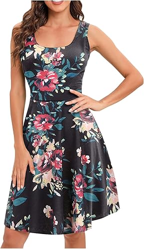 Vestido sin mangas para mujer vestido medio holgado casual de cintura alta bohemio elegante vestido de playa 2023