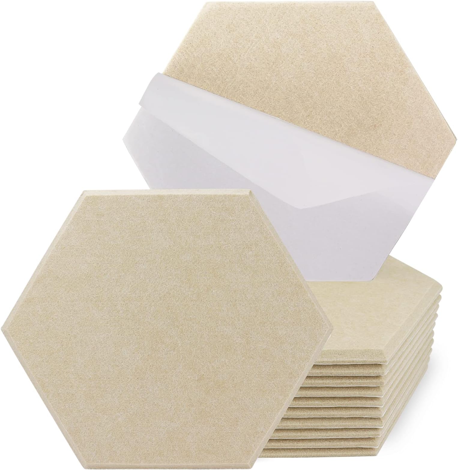 TroyStudio Hexagonal Sound Absorbing Material, Self-Adhesive, 12 Pieces, 14.2 x 12.2 x 0.5 inches (36 x 31 x 1.2 cm) - Soundproofing Material, Soundproofing Sheet, Window, Door, Sound Absorbing Panel, Design, Stylish, Acoustic Absorbing Sheet, Polyester, Home Theater, Soundproofing, Noise Prevention, DIY, Indoor Decoration, Sound Absorbing Board (Ramel, US)