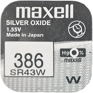 Maxell One (1) X 386 SR43W Silver Oxide Watch Battery 1.55v Blister Packed