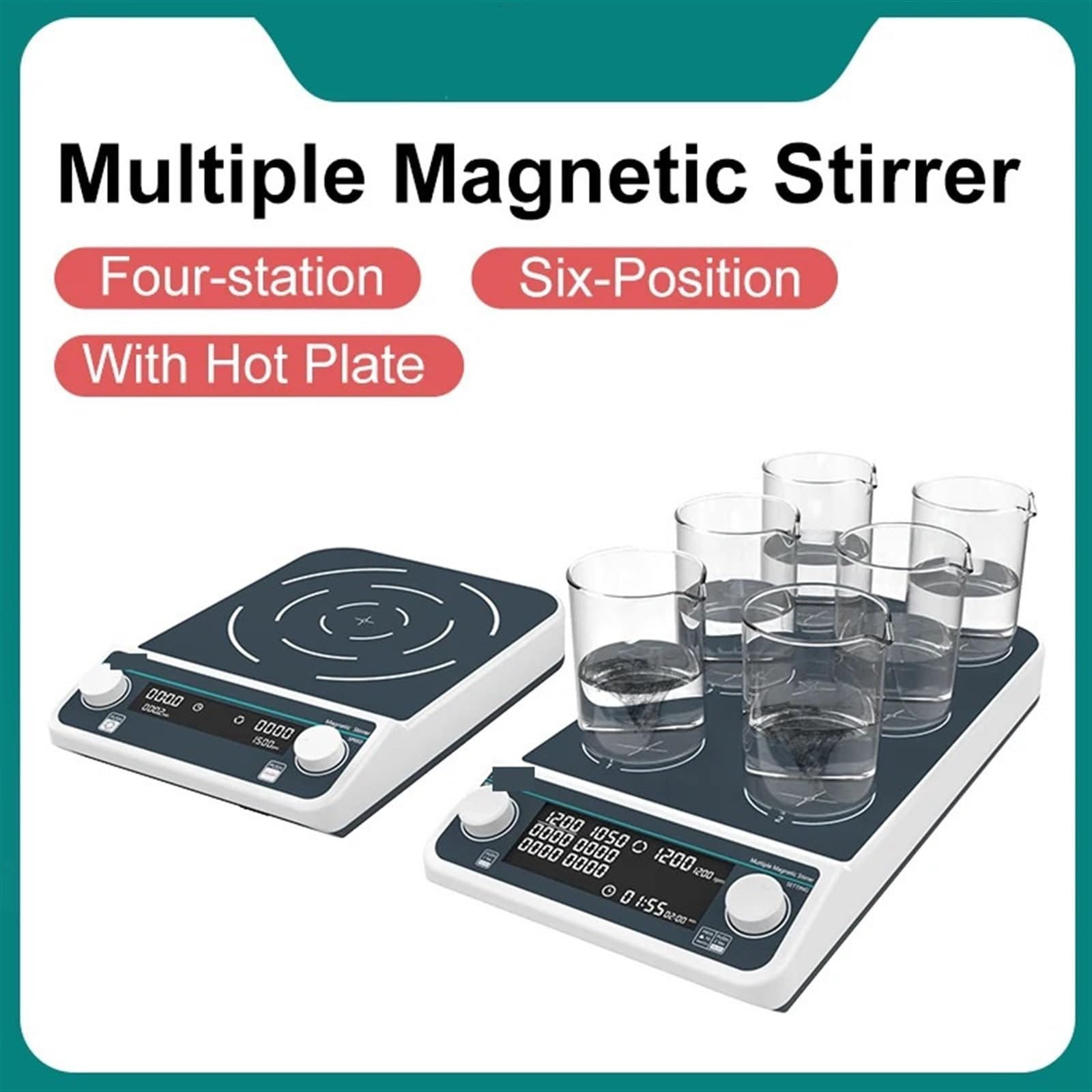 Mieszalnik Wirowy Wielofunkcyjne mieszadło magnetyczne z płytą grzewczą i wyświetlaczem cyfrowym Mieszadło laboratoryjne mieszadłem magnetycznym ogrzewaniem Czterostacjowe sześciostanowiskowe(MS-10L)