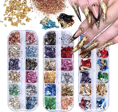 EBANKU Lámina de uñas con láser de 36 cuadrículas, holográfica, para decoración de uñas, calcomanías de copos de purpurina para fiestas y festivales