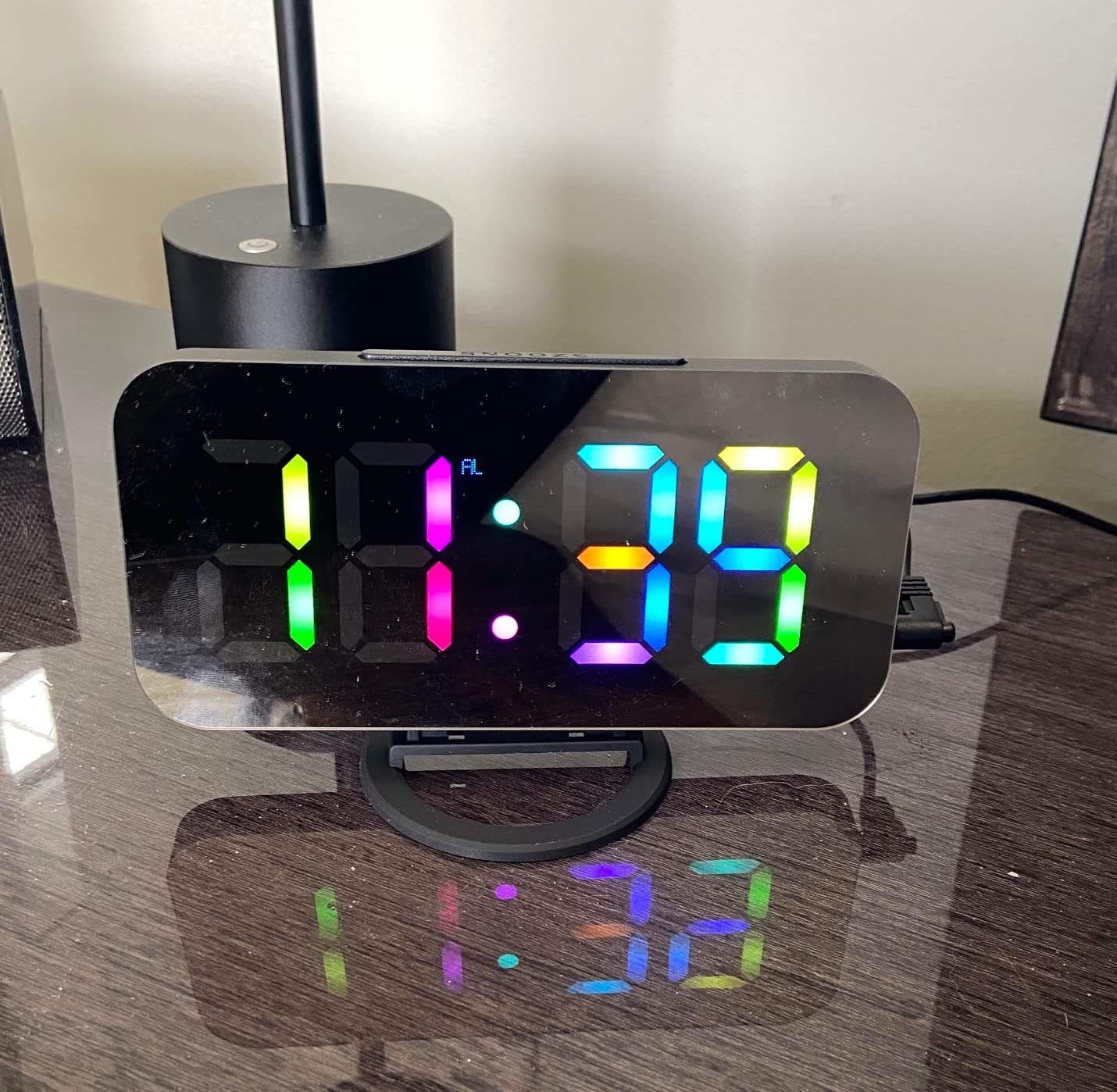 6/mo Finance WulaWindy RGB Digital Clock LED Alarm Clocks Large Display Mirror Surface with