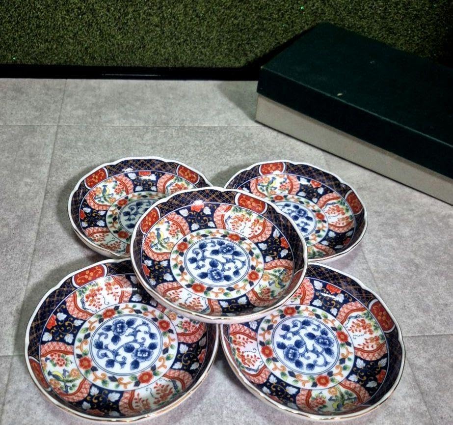 有田焼 第一陶器 染錦花鳥 銘々皿揃 5枚セット 古伊万里 金彩