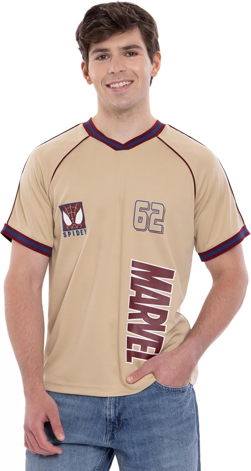 Marvel Mesh Soccer Jersey Athletic V-Neck T-Shirt Adult Sizes (X-Small - 2XL)