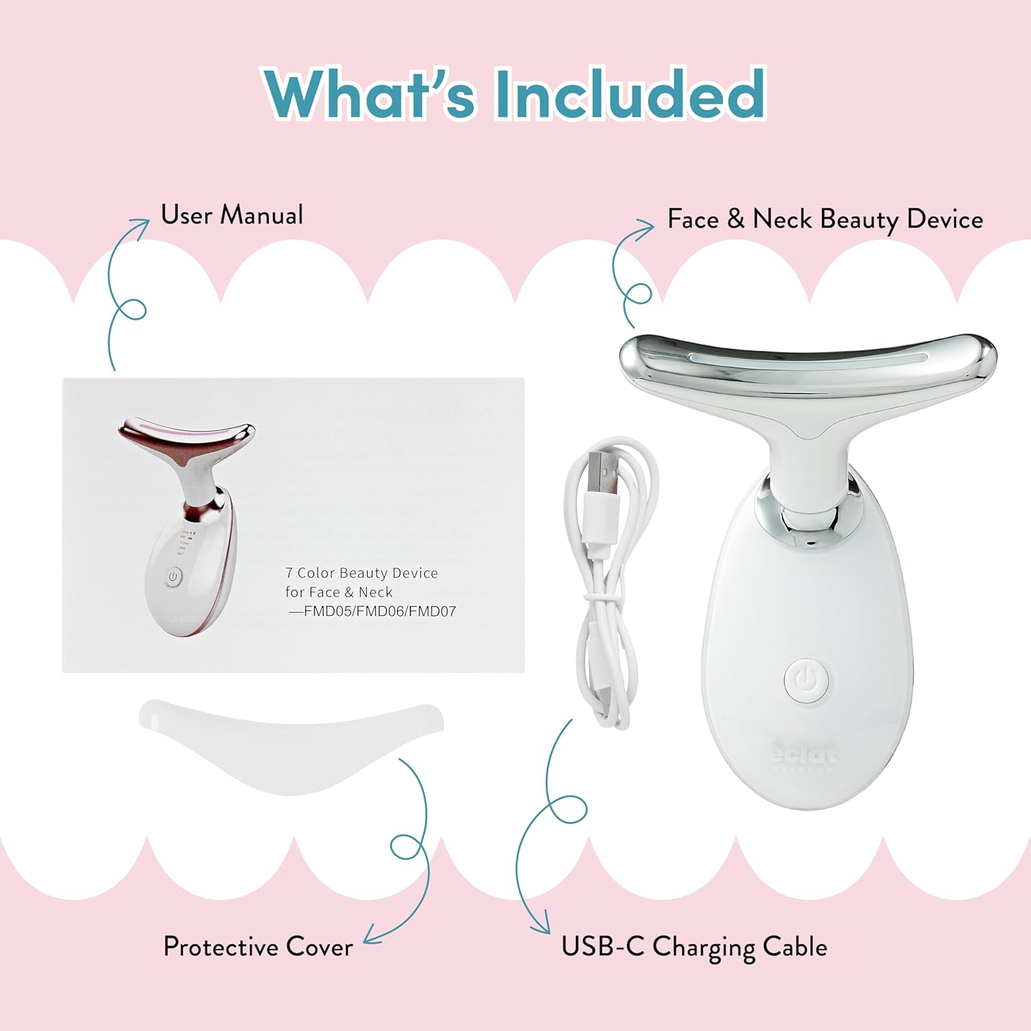 Éclat Facial Massager for Lymphatic Drainage, Face, Neck & Body Tool for Skin Care, Heated Electric Beauty Device for Wrinkles, Fine Lines, Puffy Skin, Lifting, Firming, Sculpting with 7 Light Therapy - Image 7