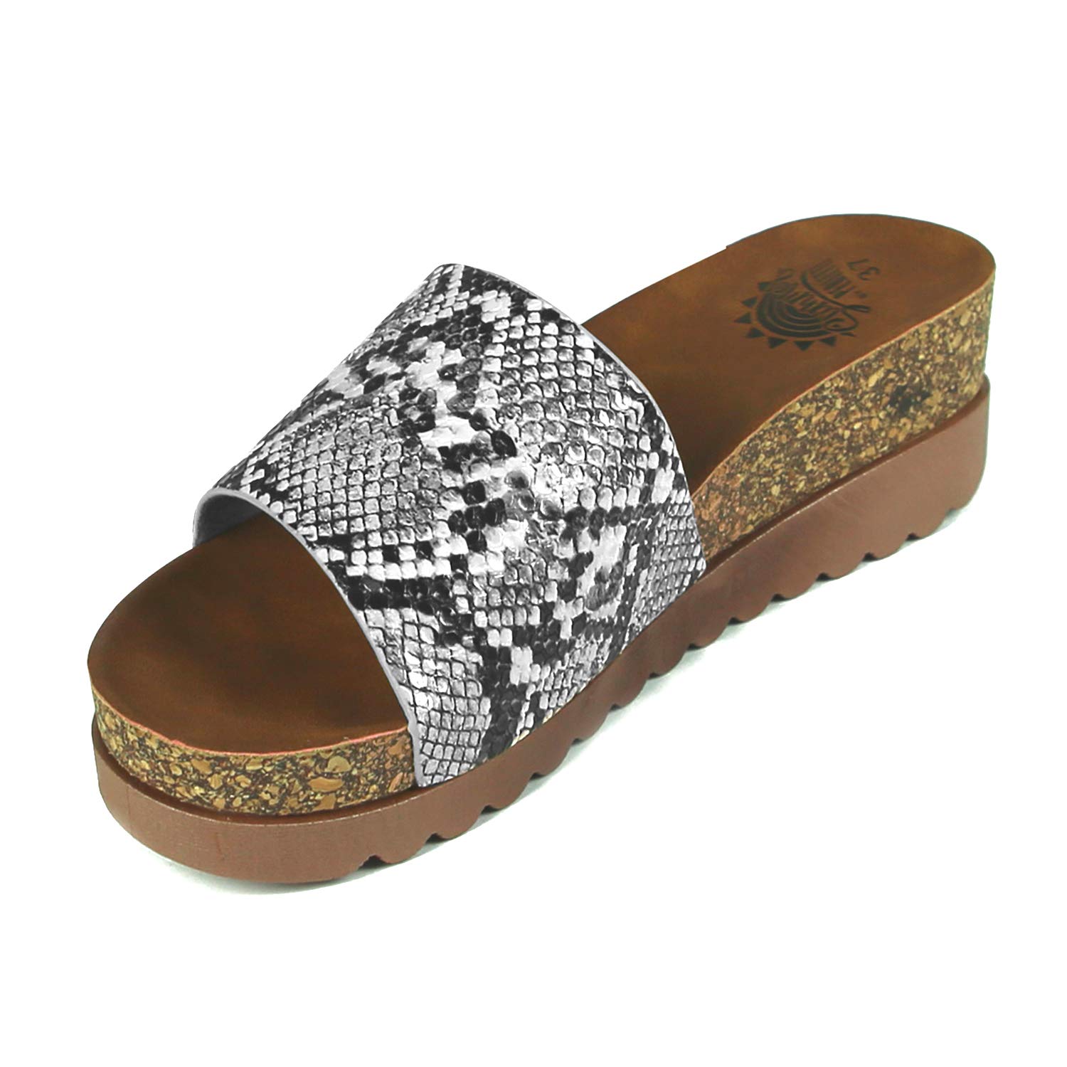 PERLETTI Sandalias Mujer Verano Primavera Comodas para Caminar Casual - Chanclas Mujer Playa Piscina con Platafroma Banda Única - Zapatillas de Casa Chancletas para Chica Elegantes