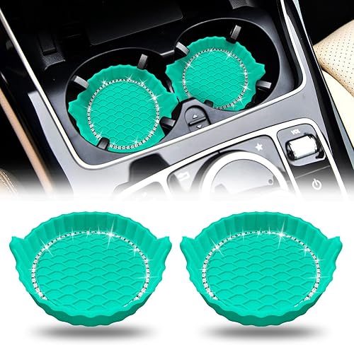 JINGSEN Portavasos para automóvil, antideslizante, con diamantes de imitación de cristal brillante, posavasos antideslizantes y duraderos para