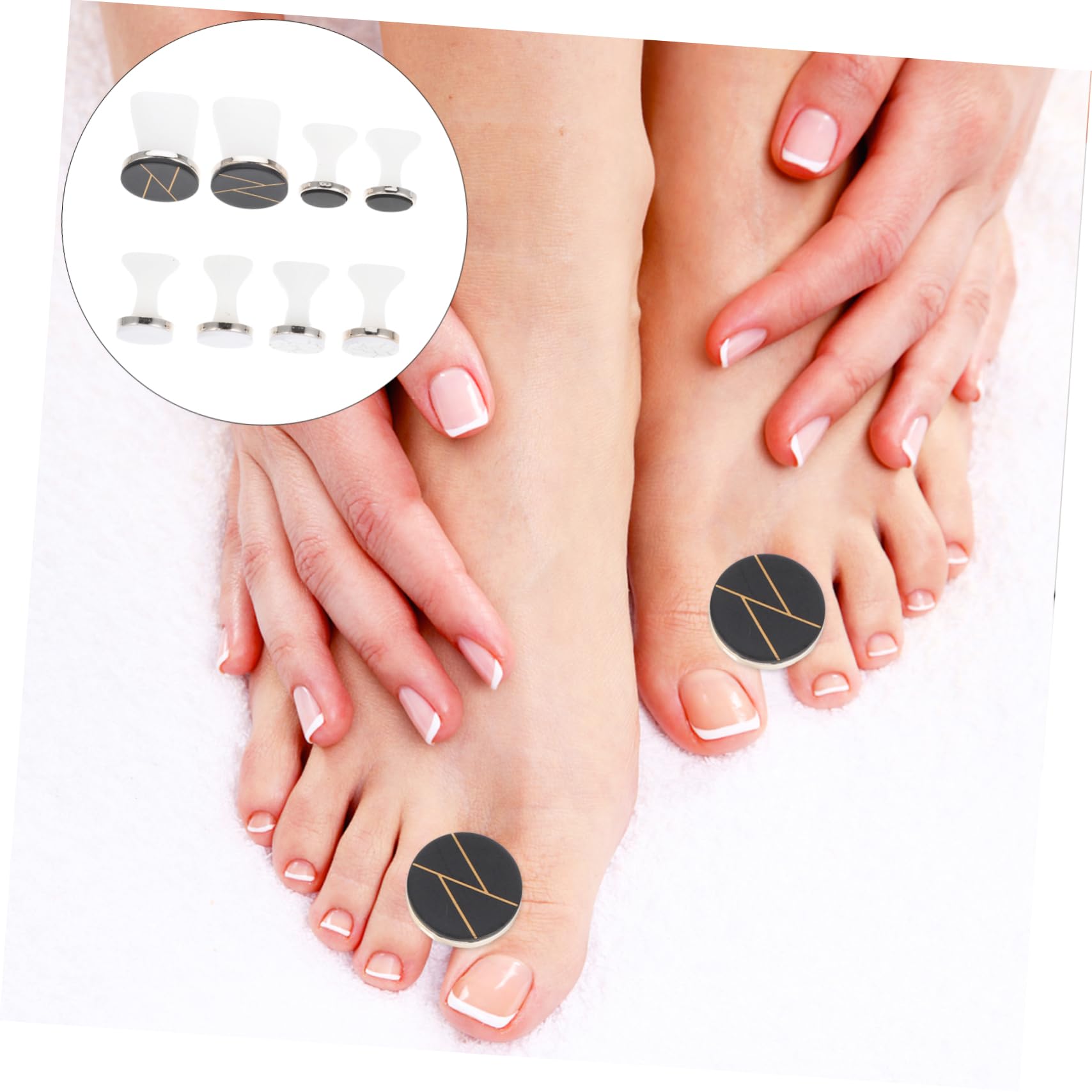 TOVINANNA 8Pcs Silicone Toe Separators for Durable Aligning Tool for Proper Toe Alignment Prevent Rubbing Pressure Nail Art Accessory for Manicure