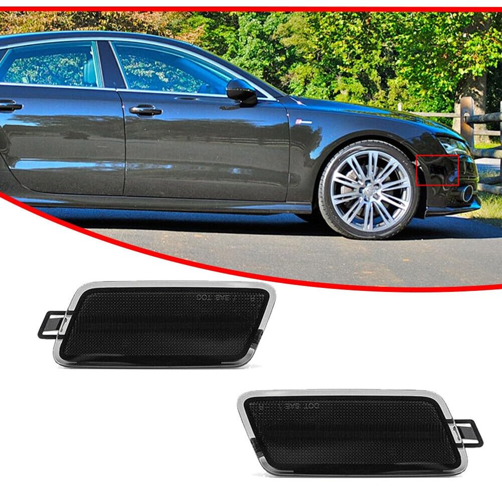 FBTBWGI Smoked Front Quarter Panel Side Marker Lights Kit Black ABS Housing for Audi for A7 Elite/S Line 16-17 for RS7 Base 14-18 & Performance 16-18 for S7 Base 13-18 & Prestige 17-18 Smooth