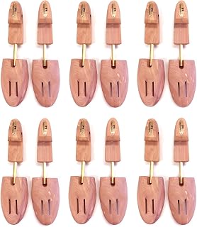 Cedar Elements Aromatic Red Cedar Shoe Trees for Men - 6 Pairs Wholesale Pack, Breathable Toe Overhang Heel, Sizes S-XXL