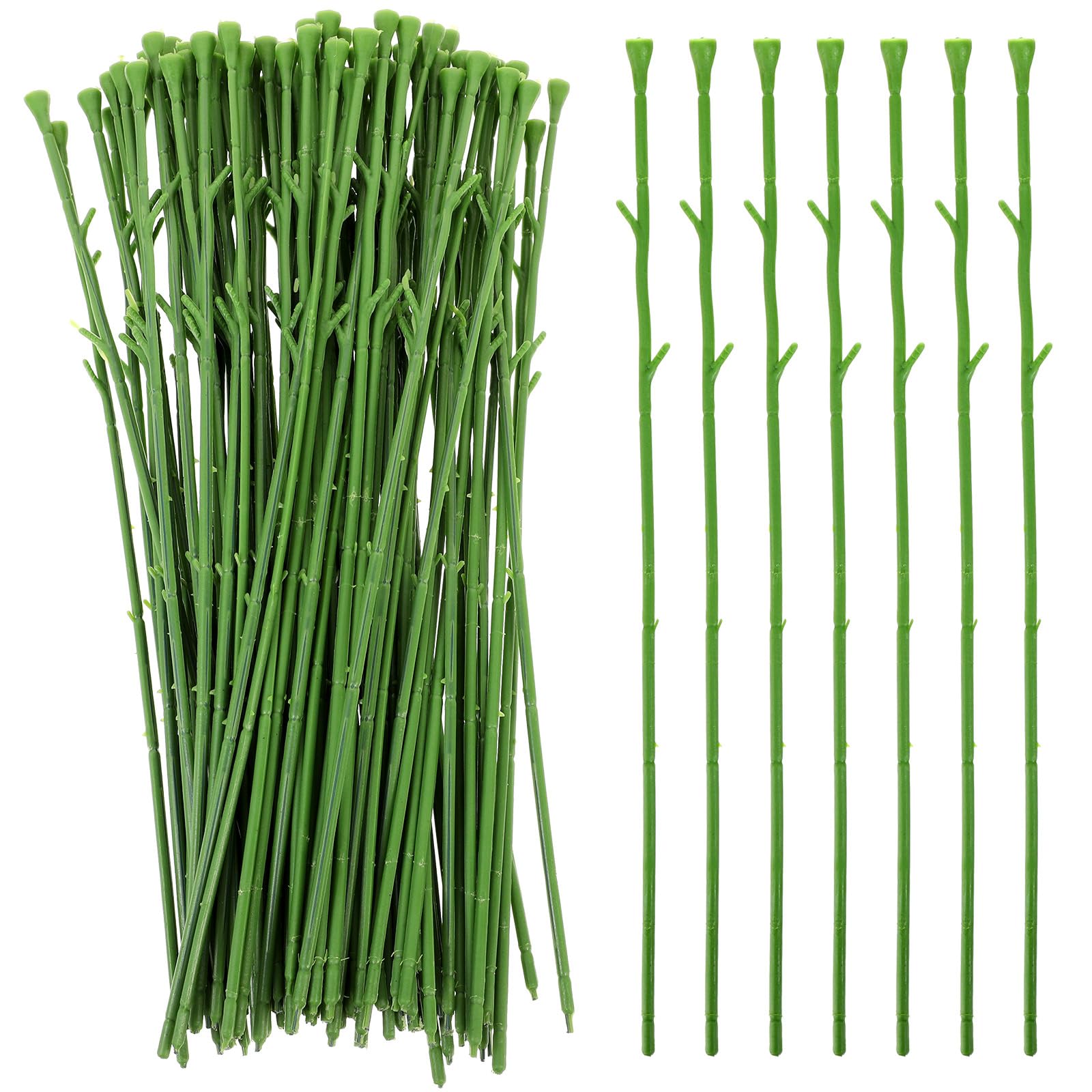 100 pièces Lot de Tiges Artificielles Vertes Flexibles pour Fleurs Décoratives DIY Accessoires pour Têtes de Fleurs Adapté Aux Arrangements de Mariage et Décoration Maison