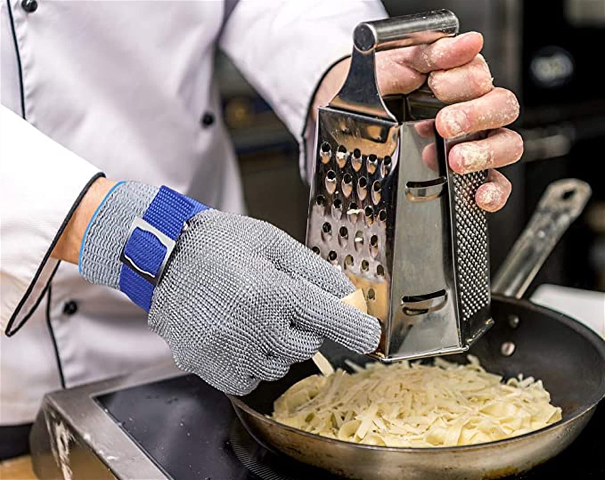 WXYZ Guanti Antitaglio Guanti resistenti a taglio di grado 9, guanti da lavoro di sicurezza in acciaio inox, utilizzato per la pesca, rimozione delle ostriche, guanti da giardino in maglia di giardina