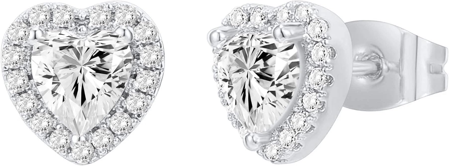 14K Gold Plated 925 Sterling Silver Post Brilliant Round Faux Diamond Halo Earrings - Premium Cubic Zirconia