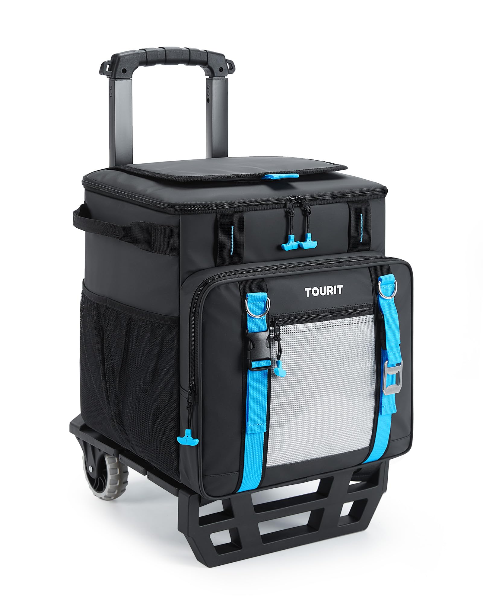 TOURIT 50 Can Cooler with Wheels, 16Hrs Ice Retention Rolling Cooler, PU-Coated Waterproof Soft Sided Cooler Bag for Camping, Beach, Travel, Picnics,