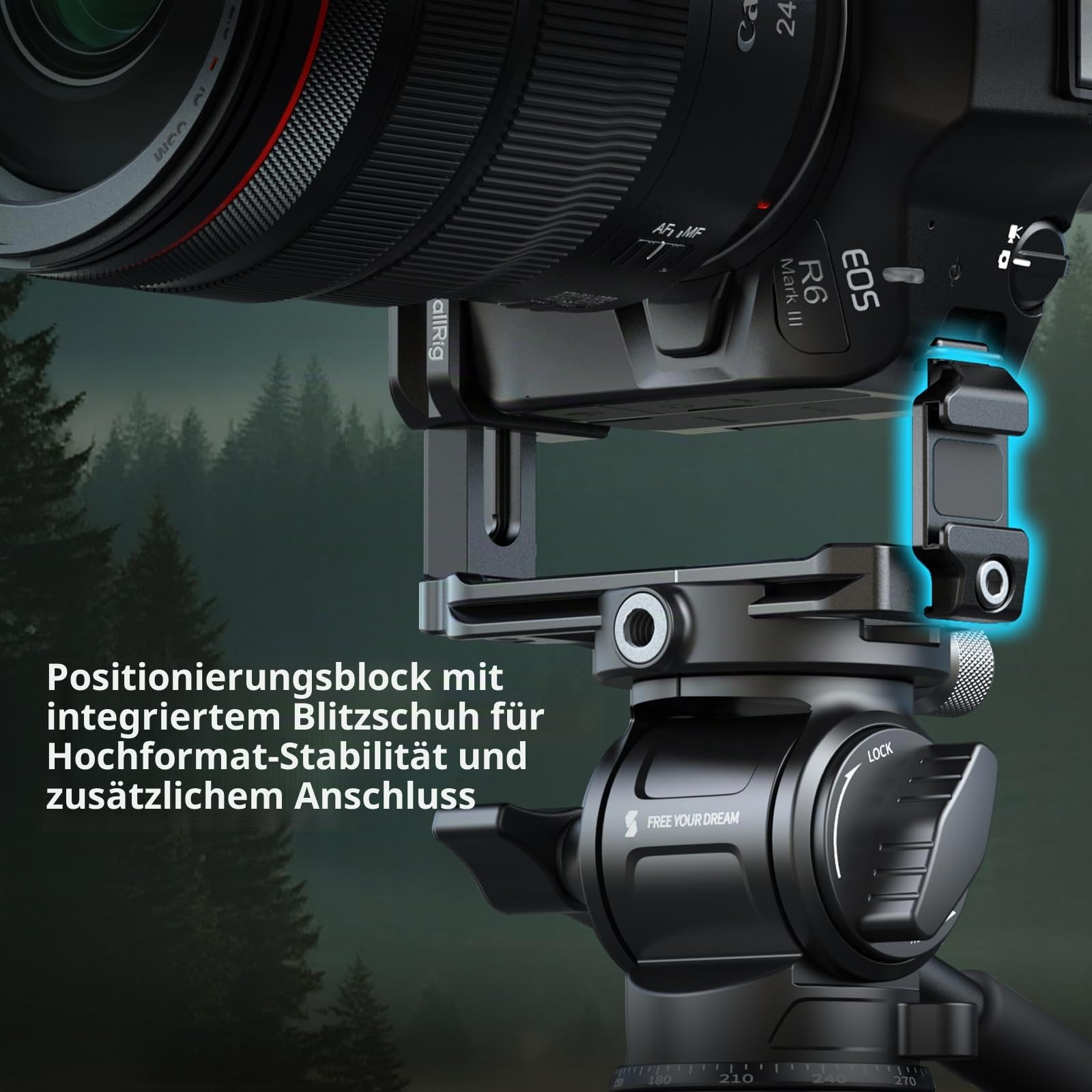 SMALLRIG L-Adapter für Canon R6 Mark III/R6 II, Horizontal- & Vertikalaufnahme L-förmige Platte, AirTag-Schlitz, 1/4"-20 Threaded Hole, QD-Anschluss, Kalt-Schuh-Befestigung, QR-Platte für Arca - 5962