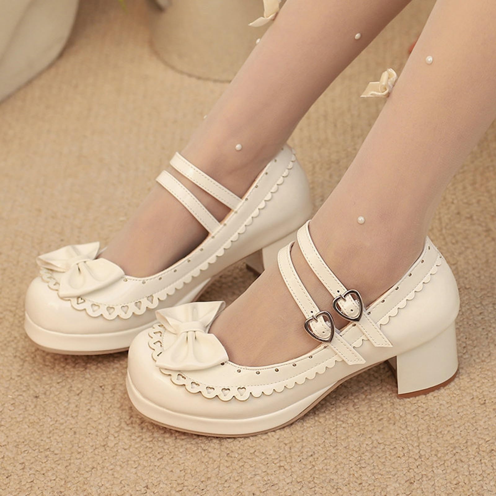 Mary Jane - Scarpe da donna con plateau e tacco a blocco, dolci, Lolita | Scarpe da donna per cosplay, scarpe da ballo con tacco basso, eleganti scarpe in pelle basse per feste