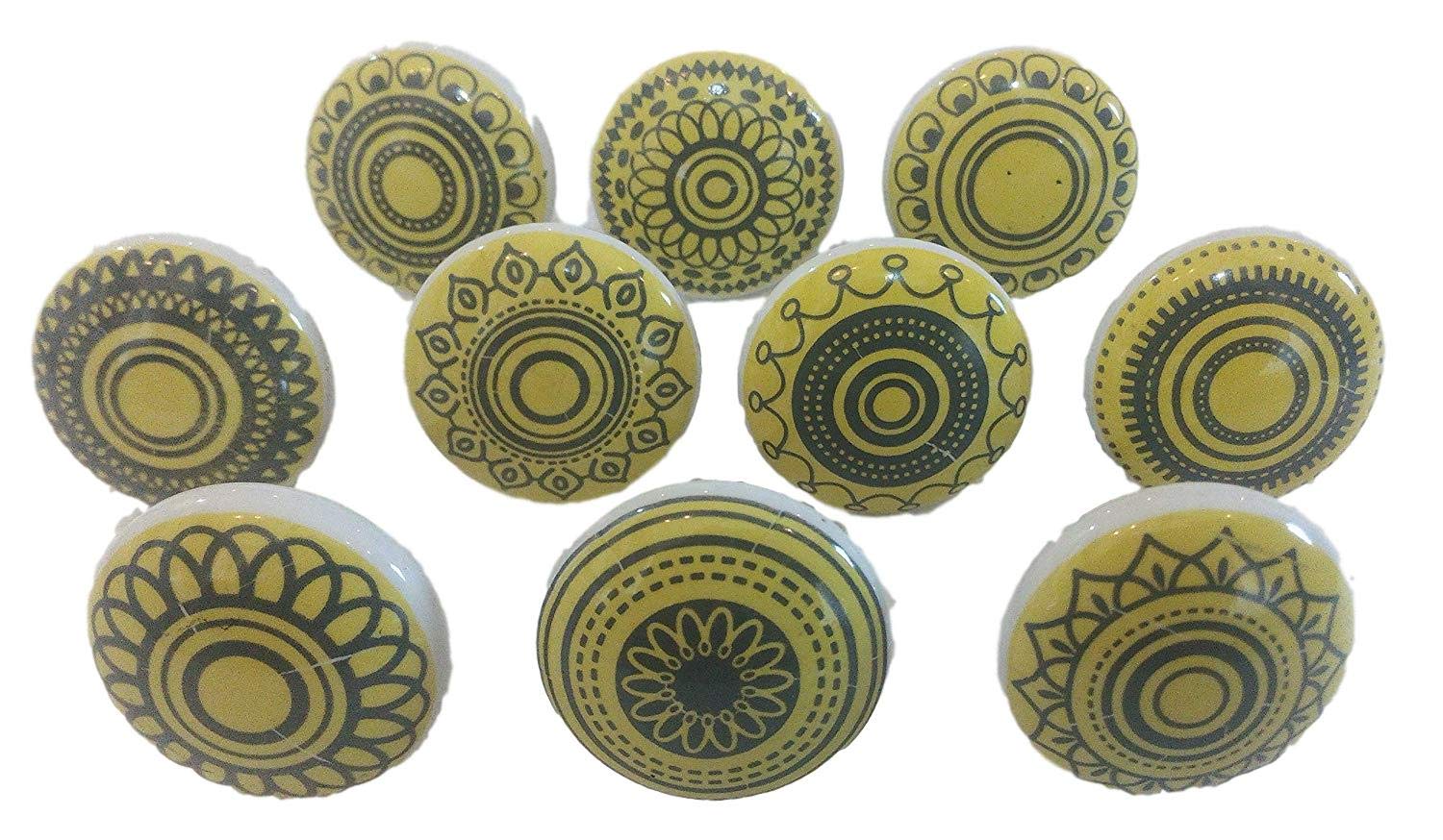 Pomelli In Ceramica Per Mobili | Confezione Da 10 Con Motivo Floreale Vintage | Verde Acqua E Multicolore - Foto 11