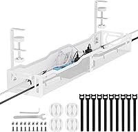 Vista 1 de Cable Management, 25'' Cable Management Under Desk No Drill, Metal Cord Organizer with Clamp for Standing Desk, Cable Organizer for Home Office