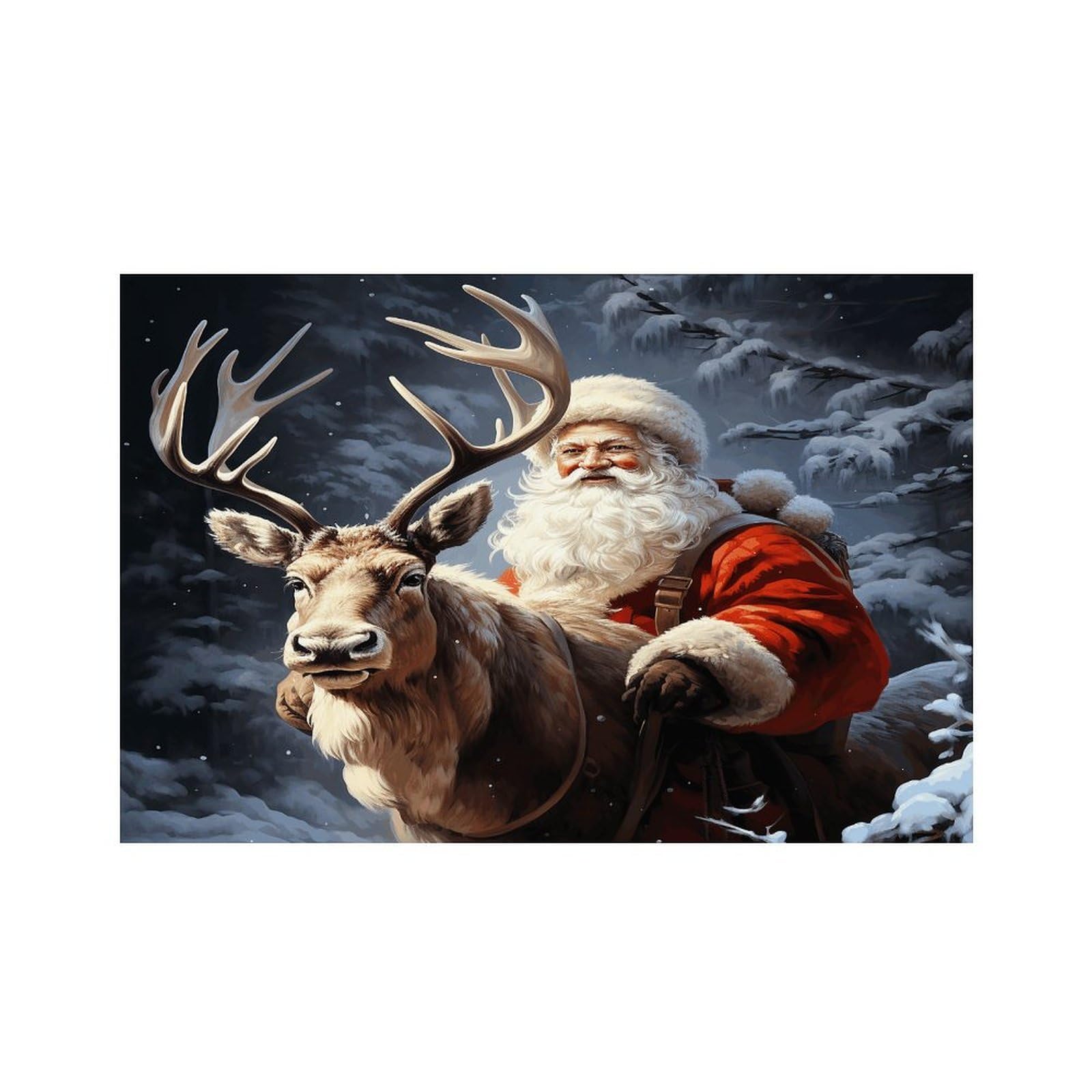 Santa Claus and Deer Elk Placemats Non-Slip Heat Resistant Table Mats Flax Washable Cloth Place Mats Easy to Clean Premium Placemat for Kitchen Dining Table Decor Party Outdoor
