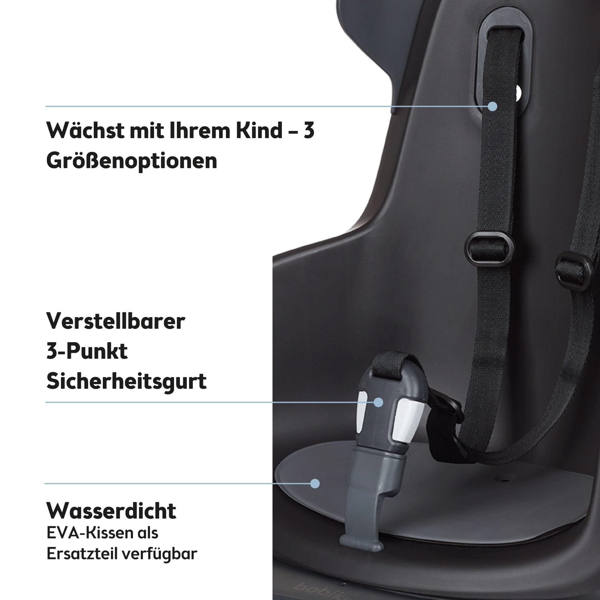 Bobike 8012300019 GO Maxi CFS XR Kinderfahrradsitz Hinten Für Gepäckträger, Für Kinder Von 9 Monaten Bis 6 Jahren, Max 22 kg, Verstellbare Fußstützen, Werkzeuglose Montage, Urban Schwarz