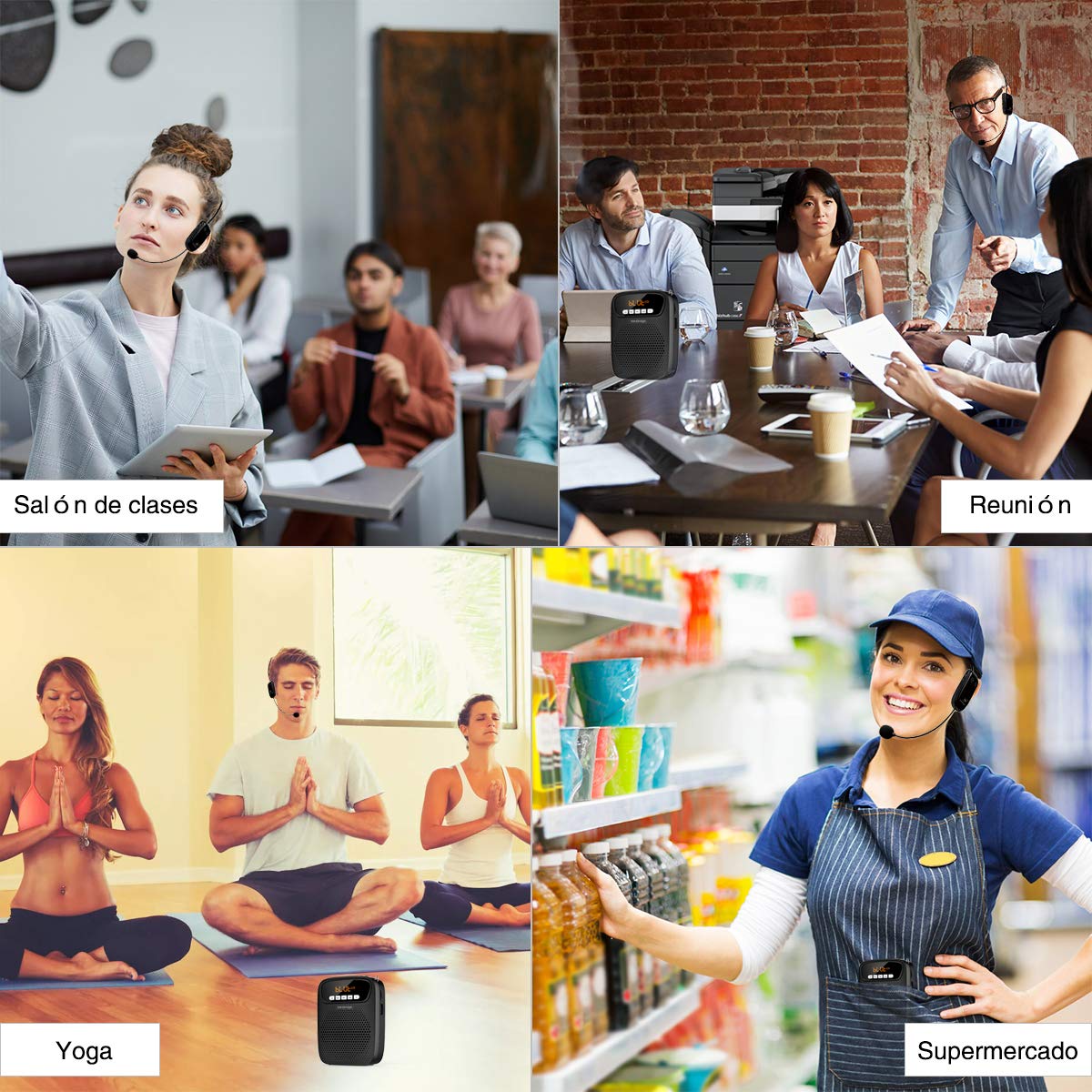 15W Amplificatore vocale Bluetooth senza fili con 2 microfoni altoparlante amplificatore portatile wireless multifunzionale da 2500 mAh ricaricabile da per insegnanti, aule, esterni, interni ecc.