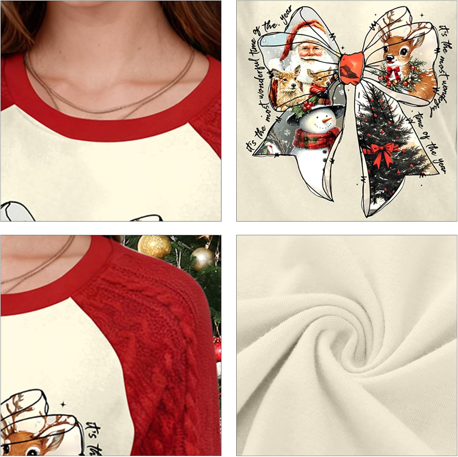 LHBNK Christmas Shirts for Women: Merry Christmas T-Shirt Xmas Buffalo Plaid Long Sleeve Casual Holiday Tops - Image 6