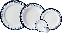 Serviço de Jantar e Café 20 Peças em Porcelana, Decoração Névoa Azul, Porcelana Schmidt