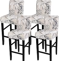 Vista 49 de SearchI - Juego de 4 fundas para taburetes de bar de jacquard, fundas elásticas y lavables para taburetes de bar, fundas para sillas de altura