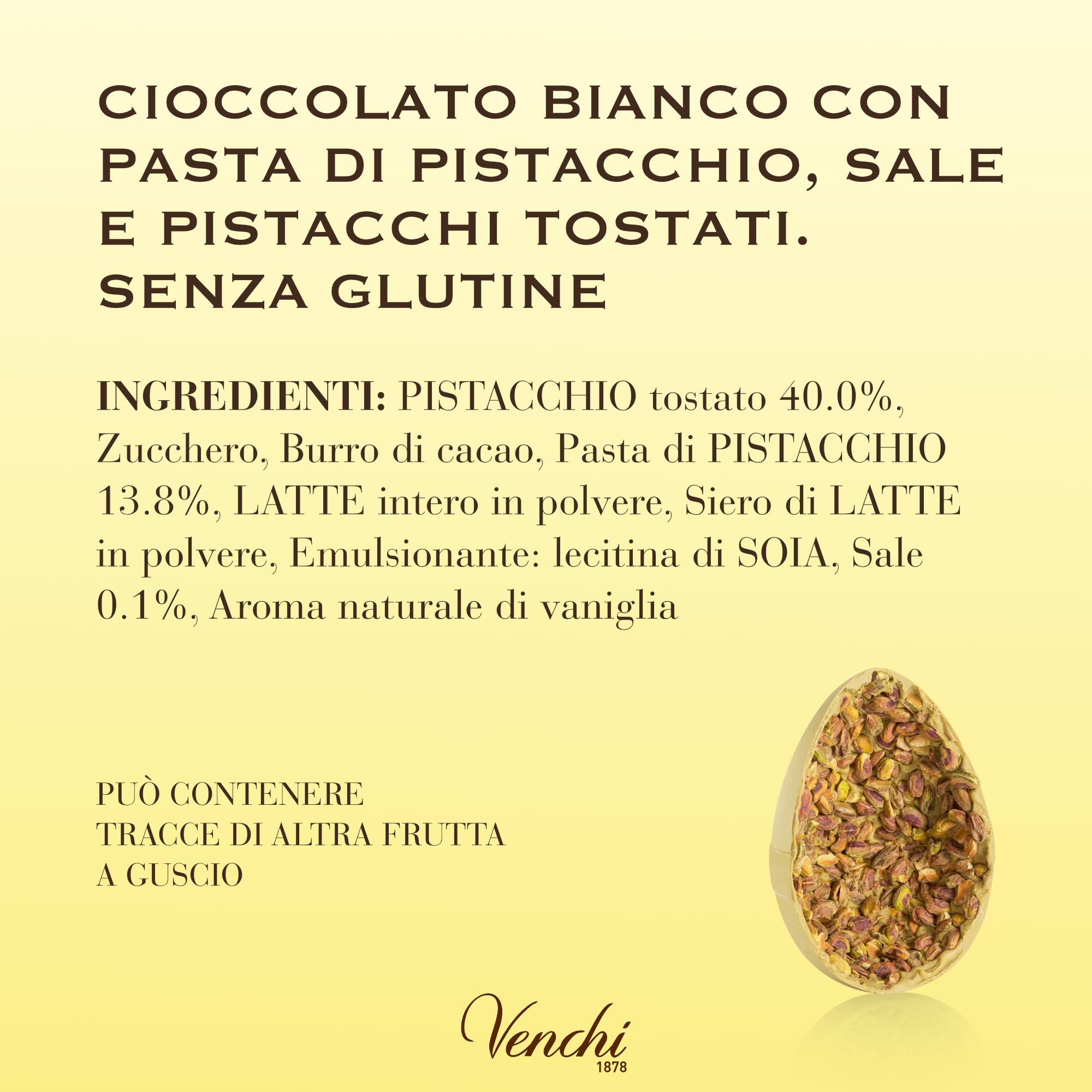Venchi - Uovo di Cioccolato, Gusto Cioccolato al Pistacchio, con Pistacchi Interi, con Sorpresa, Senza Glutine, 500 gr, Collezione Pasqua, Idea Regalo