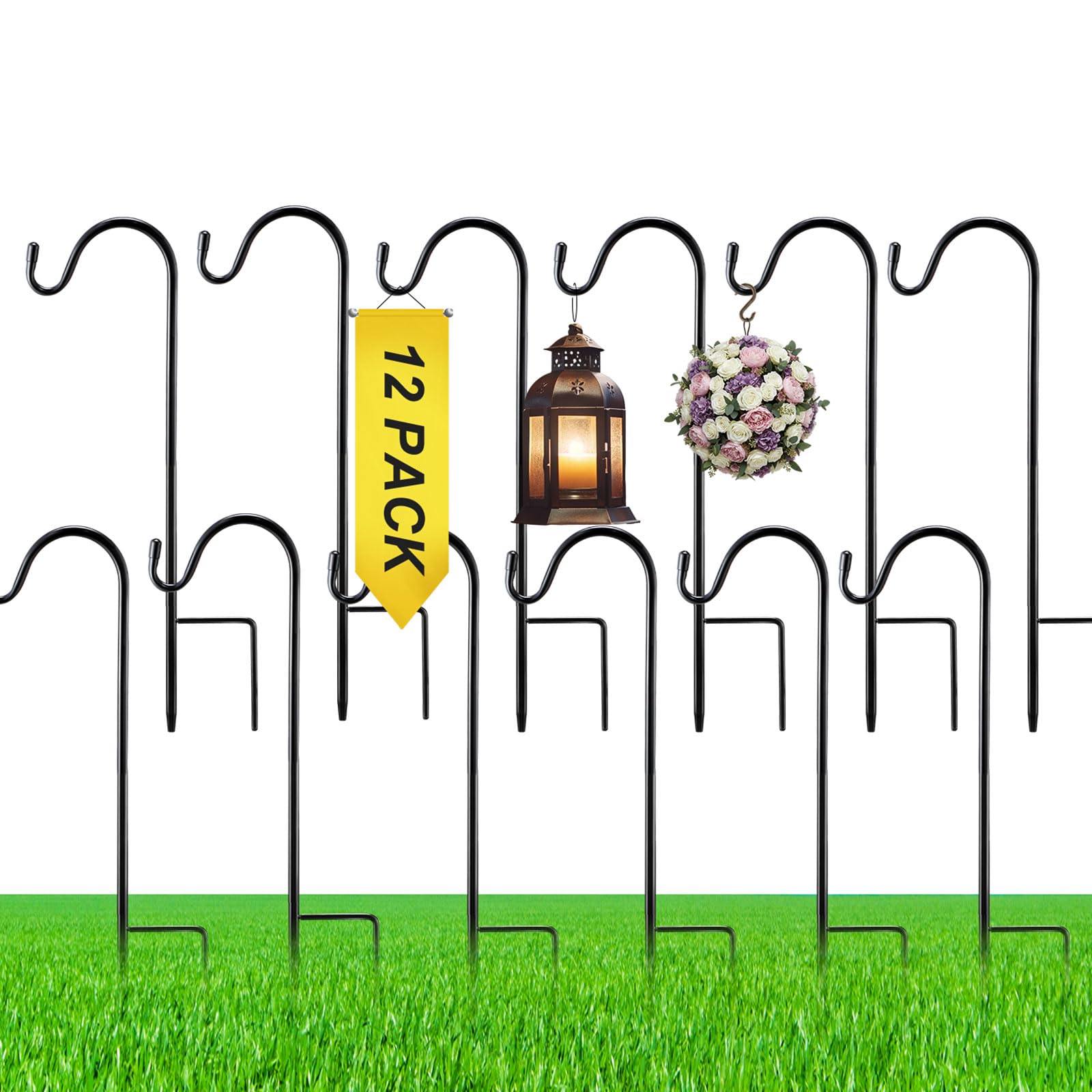 12 Pcs 15 Inch Shepherds Hook for Outdoor Adjustable Bird Feeder Pole