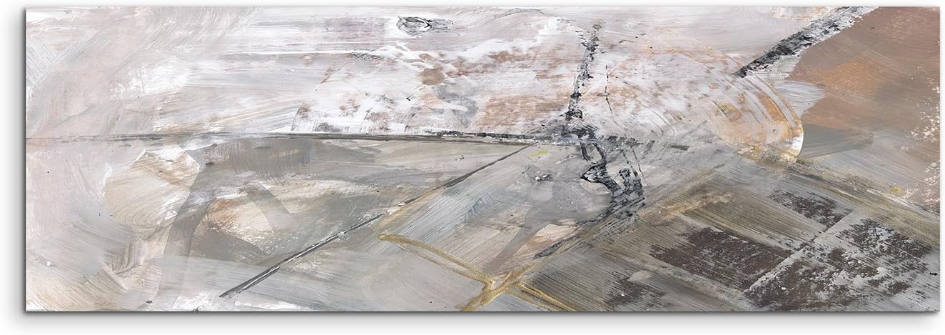 150 x 50 cm Panoramic Picture Abstract Canvas Art Print Wall Grey/Black/White Streaks