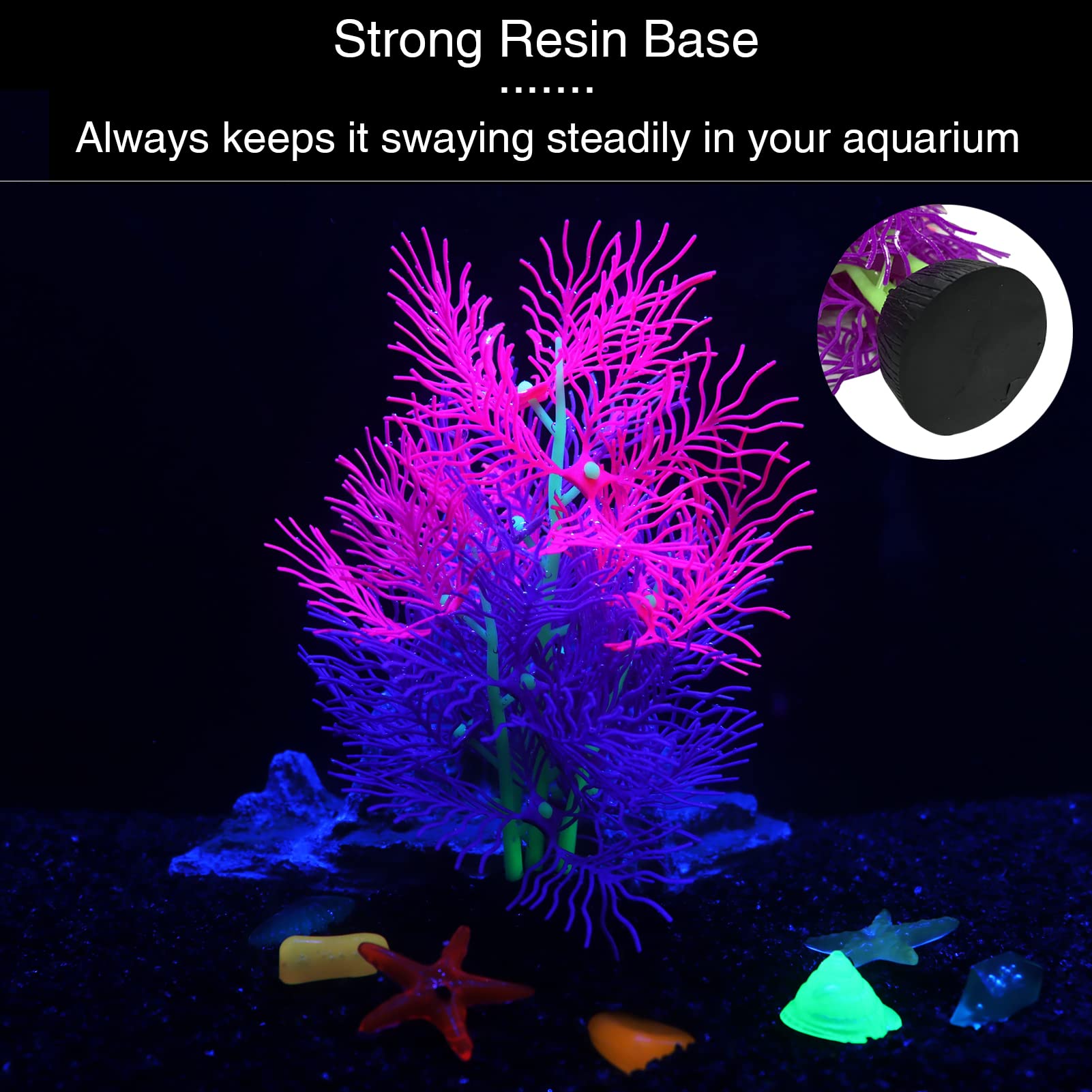 LPFLASAT Aquarium Decorations Glowing Silicone Ornament for Tank Landscape Decor - Betta Fish Tank (Purple)