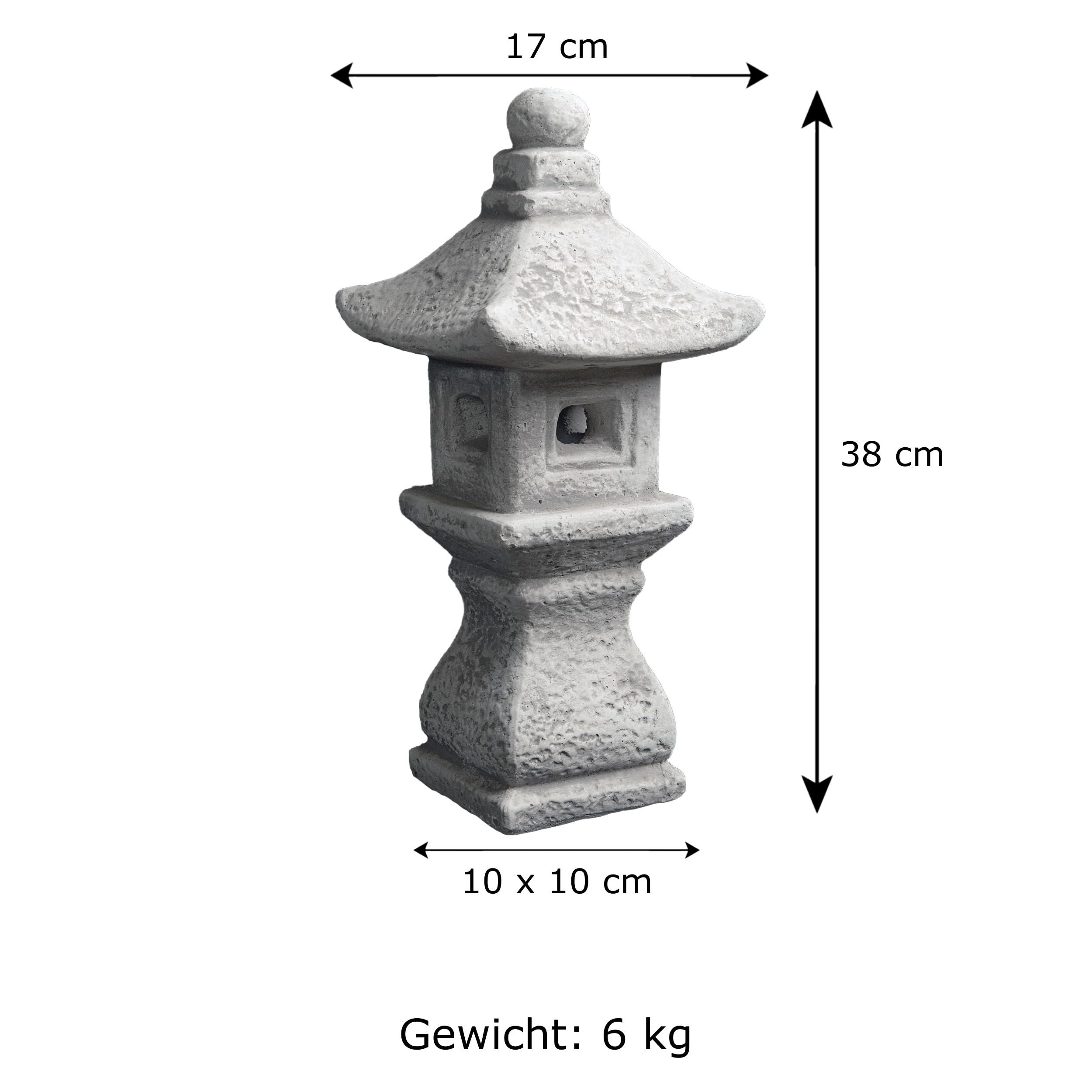 gartendekoparadies.de Japońska latarnia Tachi-Gata z kamienia, wys. 37 cm, 7 kg, szara, odporna na mróz z odlewu kamiennego do użytku na zewnątrz