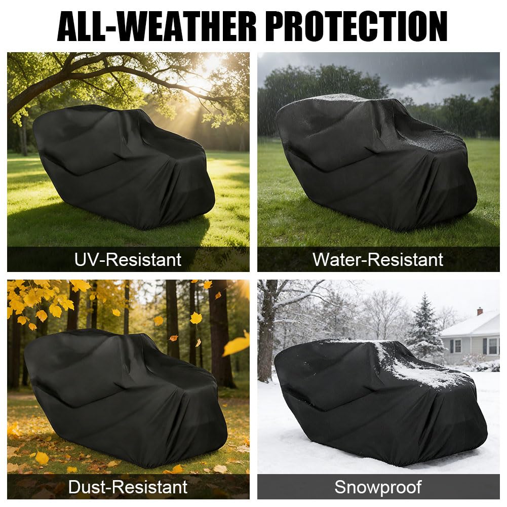 AOOWU Housse de Tondeuse à Gazon, Housse de tondeuse à gazon d'extérieur imperméable et résistante en polyester Oxford 210D, Housse de tracteur de jardin avec Cordon de Serrage, Anti-UV universelle