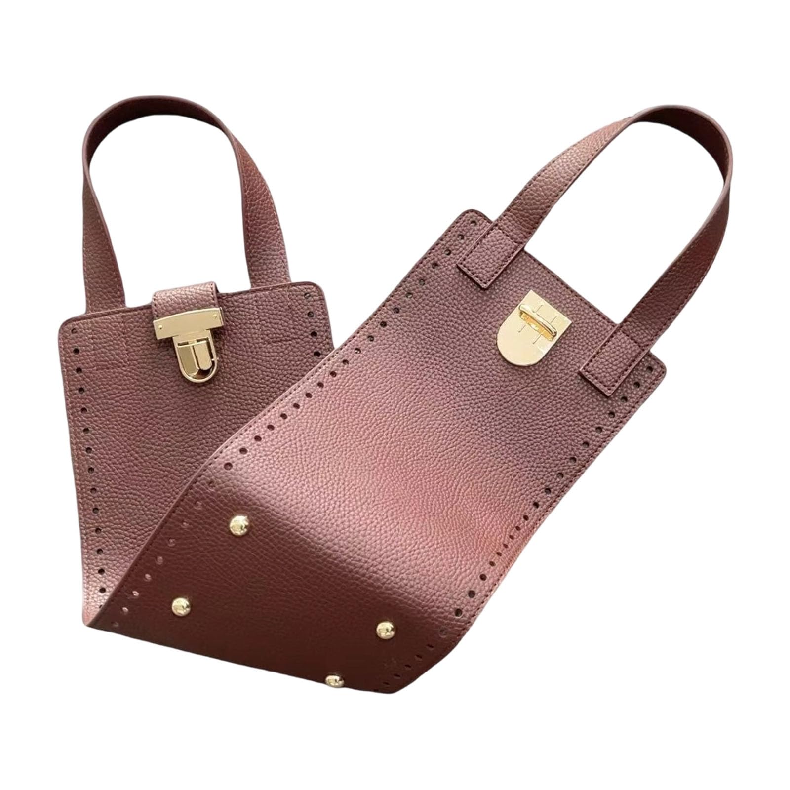 Hsioluted Brown Bag Making Supplies Bag Accessories Leather Bags Handles Bags Bottom With For Diys Crocheted Purse Making Repairing Diys Supplies