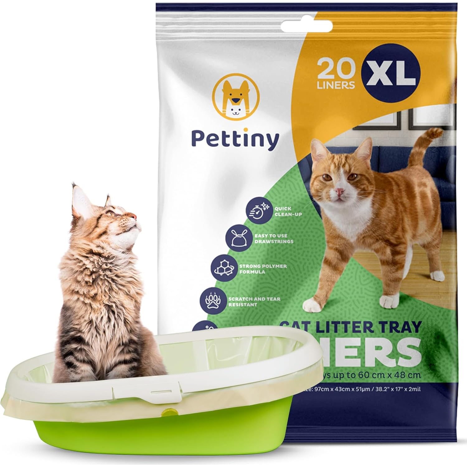 Brand:-Pettiny Pettiny 20 Xl Cat Litter Tray Liners With Drawstrings Scratch Resistant Bags For Extra Large Litter Box