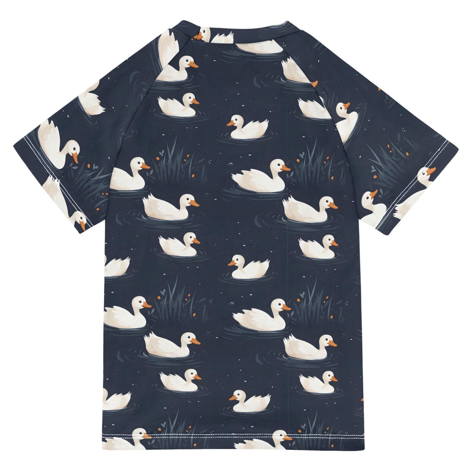 ALAZA Kids Rash Guard Toddler Swim Shirt Boy Girls Cute Goose UPF 50+ Short Sleeve 4T