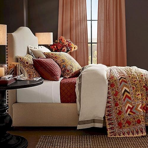 Miniatura 5 de Cortinas bohemias para sala de estar, con pestaña trasera, de lino semitransparente, de 90 pulgadas de largo, para dormitorio, juego de 2 paneles,