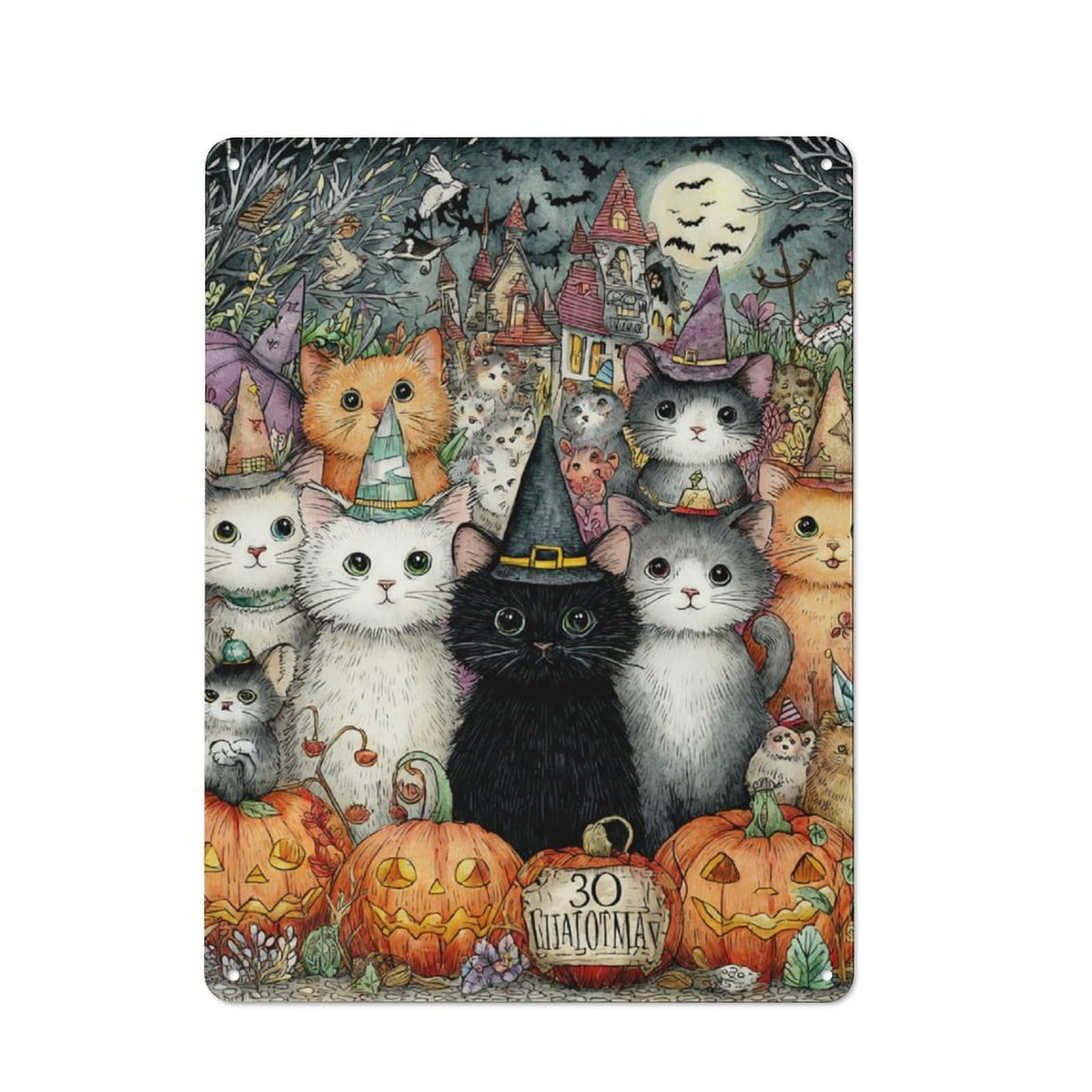 Junmoney Whisker Halloween Retro-Style Metal Sign 40X30cm For Studio Or Craft Room, Gift For Studio Decor Lovers During The Christmas Season