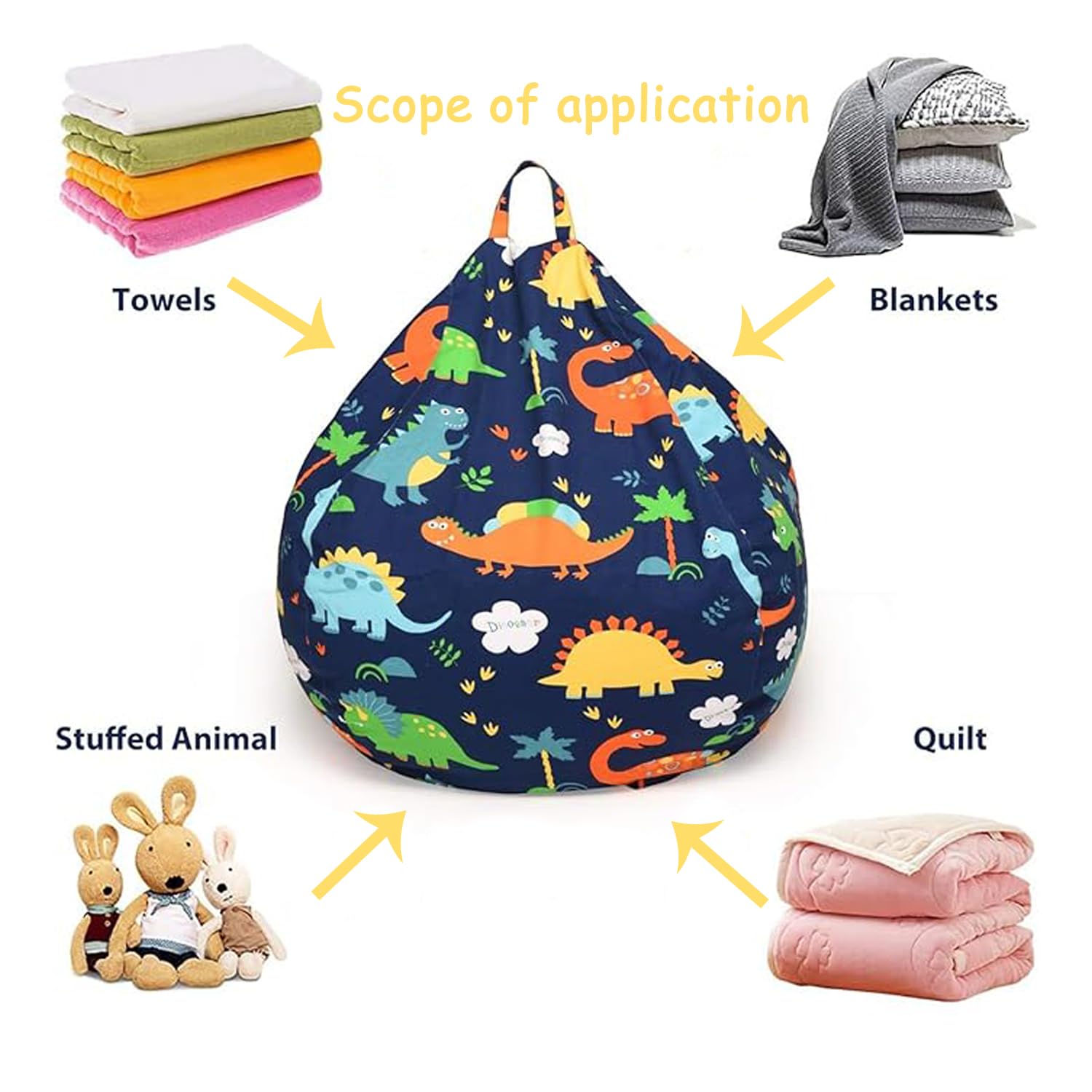 Borsa Porta Peluche 24 Pollici - Sacco Organizzatore Con Cerniera | Pouf Per Giocattoli E Cuscino Per Bambini - Foto 12