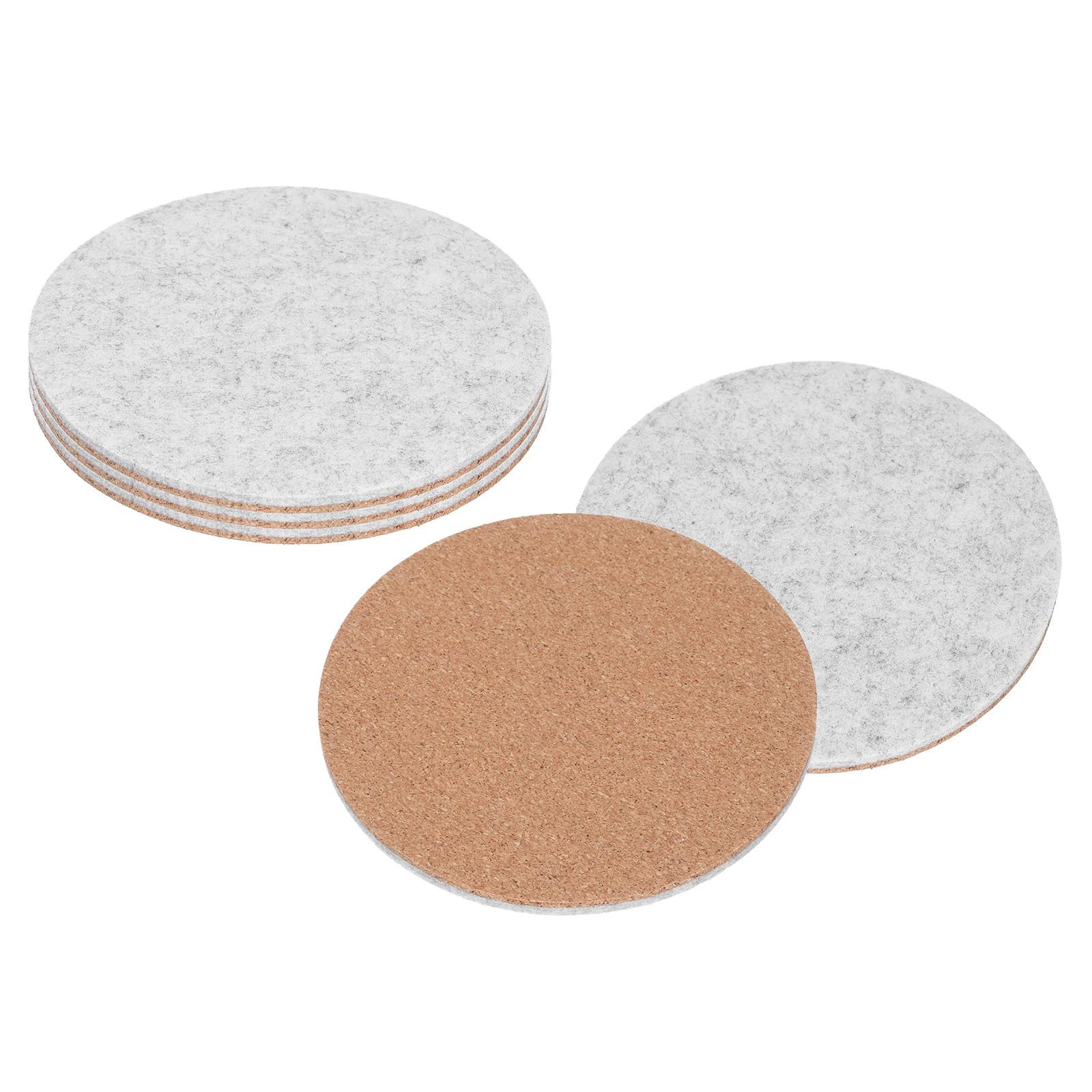 Dessous de verre en feutre et liège uxcell, lot de 6 sous-verres blancs ronds de 10,2 cm