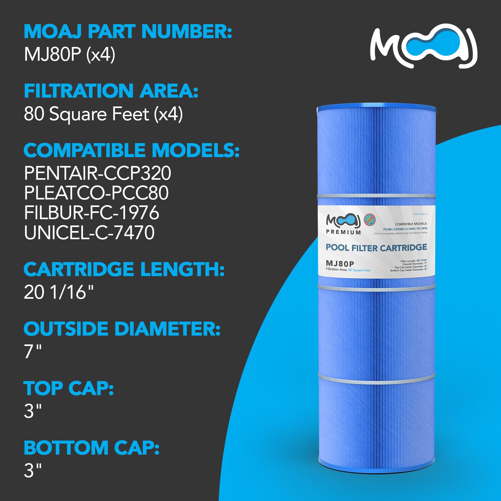 Snapklik.com : MOAJ Premium Pool Filter 4-Pack Replaces Pentair CCP320