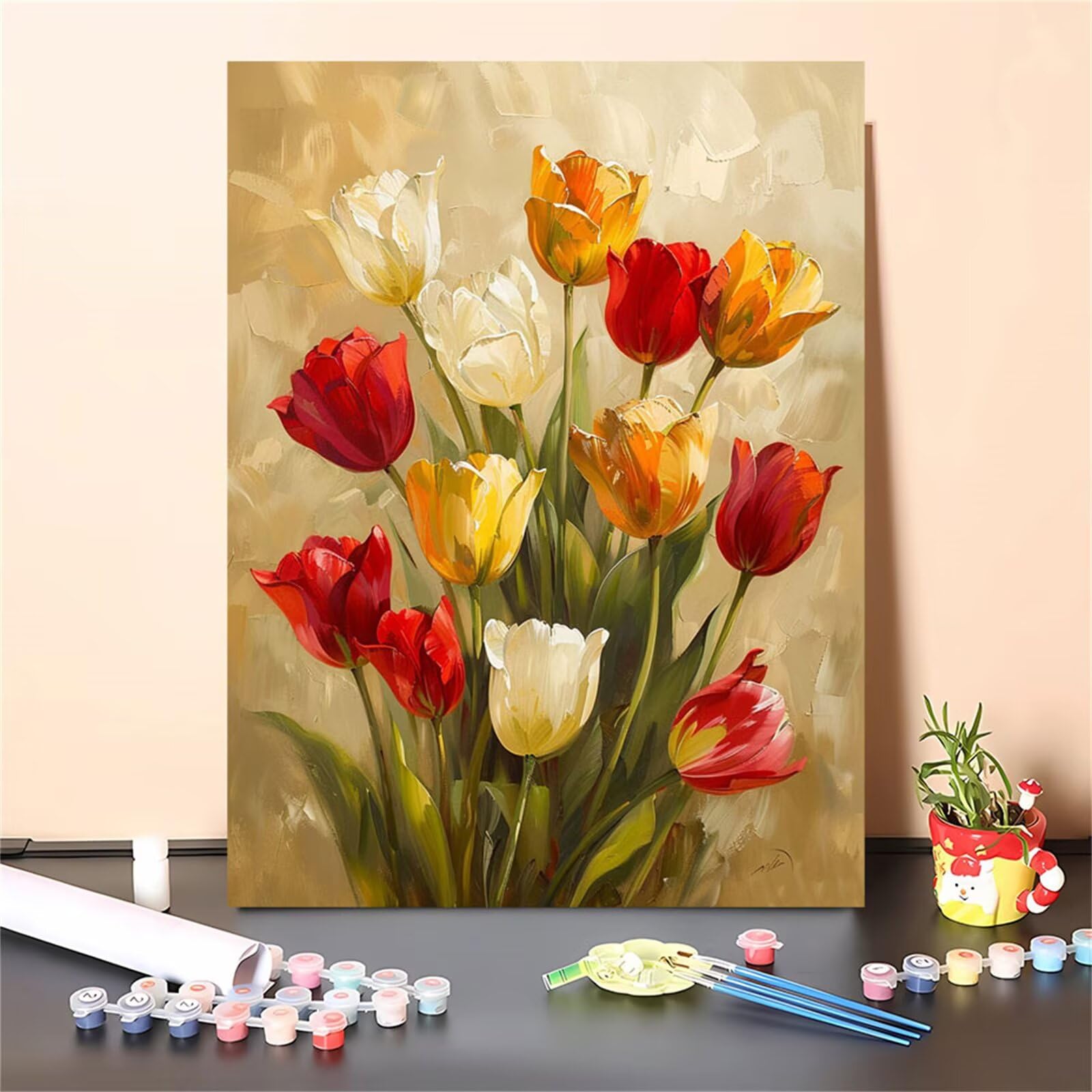 Malen Nach Zahlen Blume,Tulpe Malen Nach Zahlen Kinder Anfänger,Malen-Nach-Zahlen ab 7 8 9 Jahre Mädchen Geschenke,DIY Ölgemälde Set Pinseln Acrylpigment Leinwan,Home Wanddeko Wohnzimme 80x100cm M-439