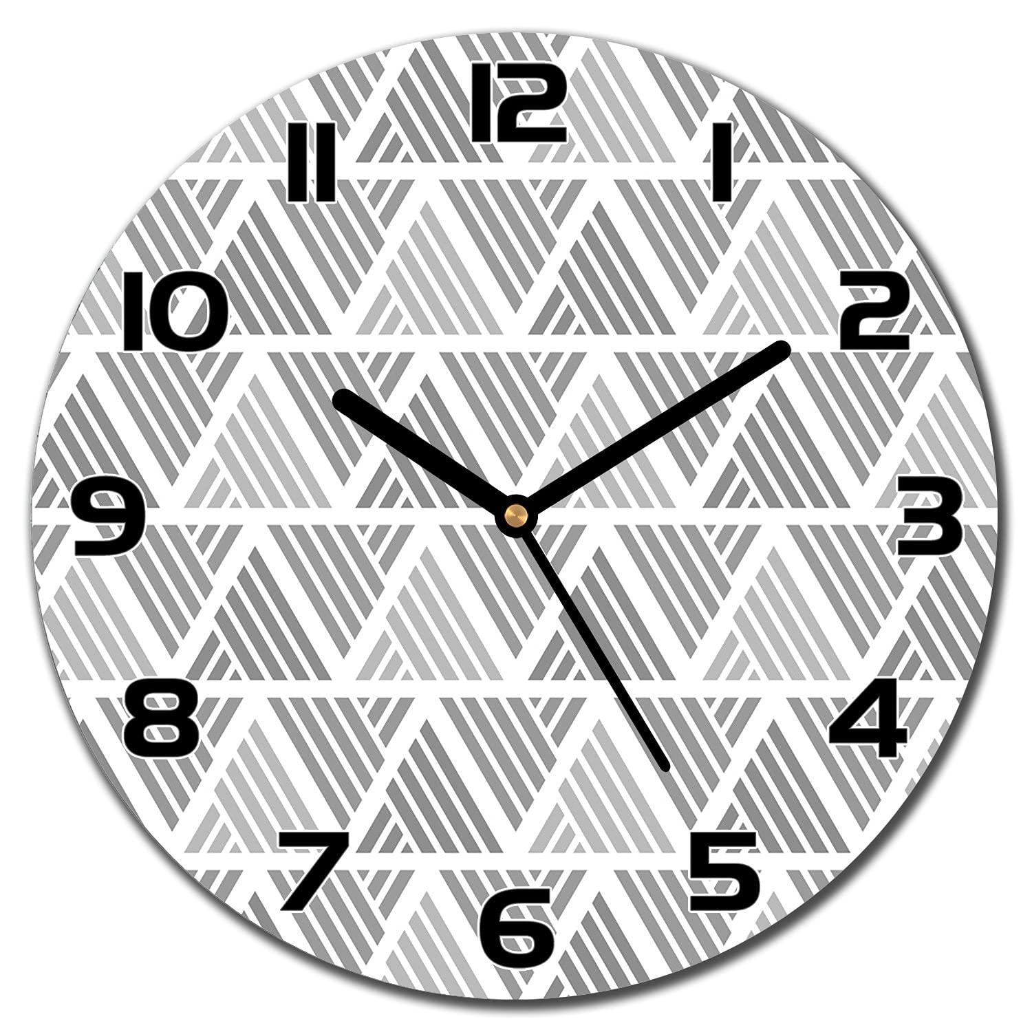 Horloge en verre 30 cm Triangle à aiguilles noires pour une décoration murale moderne