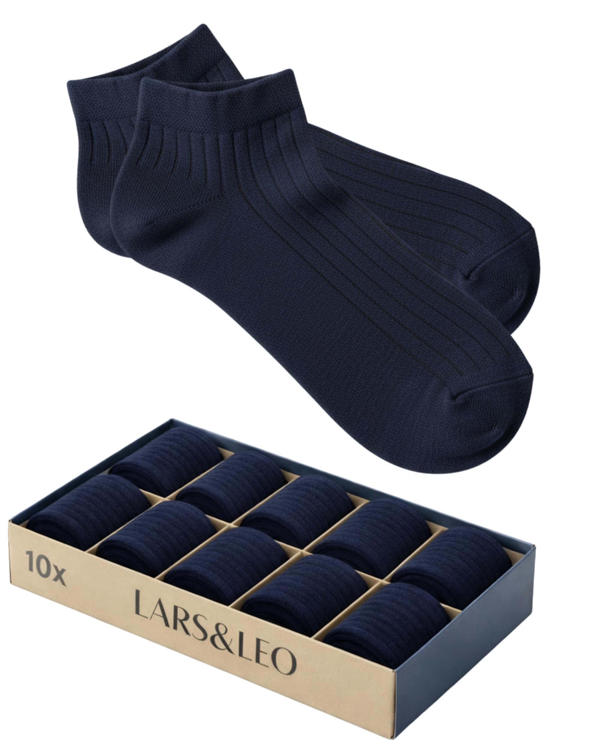 Lars&Leo Sneaker-Socken Slim Fit für Herren/Damen, 6 & 10 Paar, knöchelhoch, aus Bio-Baumwolle, eleganter Rippstrick