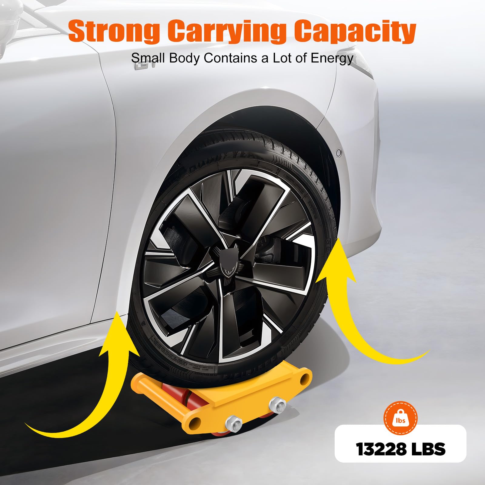 360° Swivel Scooter Roller, 6/8 /12 Ton Mechanical Pallet Truck Heavy Duty with 4 Steel Rollers for Heavy Duty Industrial Handling Equipment (Yellow)