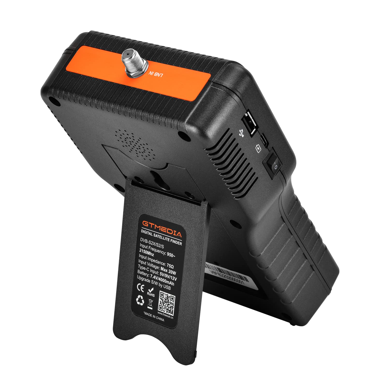 GT Media V8 FINDERmax Pointeur Satellites Sat Finder Meter Localisateur Signal Satellite Numérique décodeur DVB-S/S2/S2X orienter la Parabole Écran LCD 4,3" avec Sac de Transport et Boussole intégrée