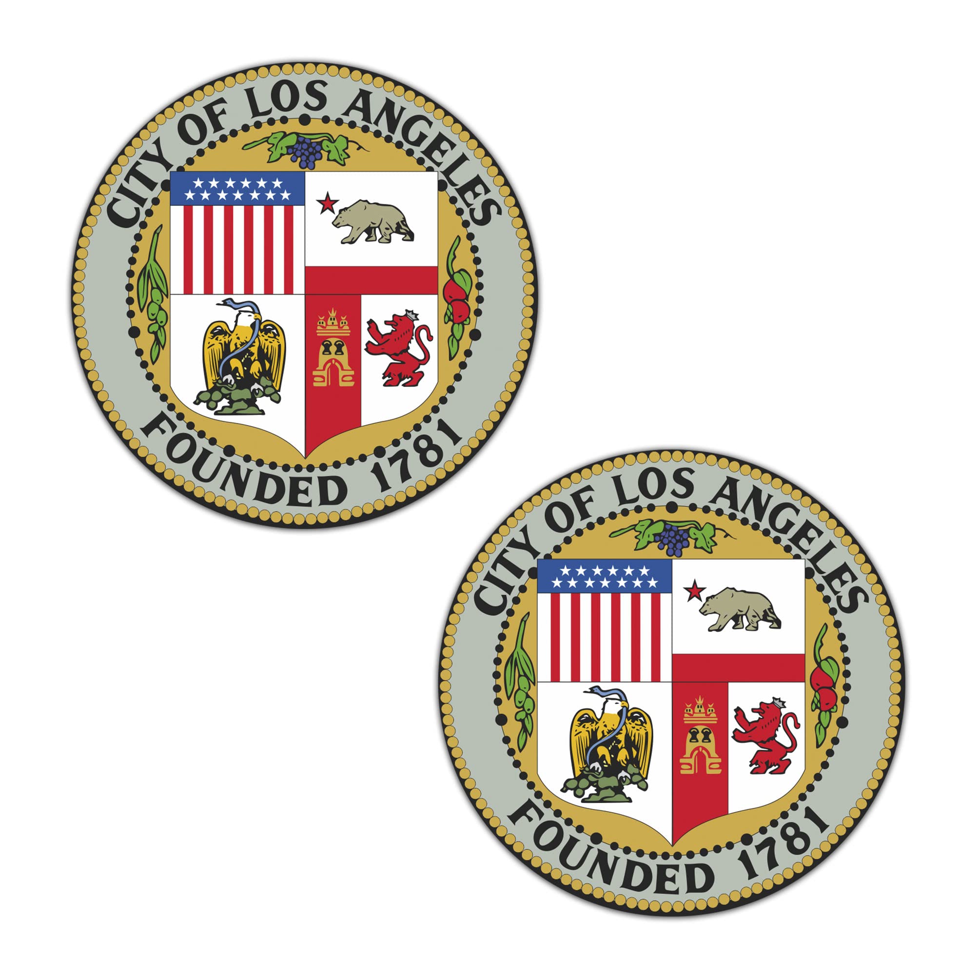 Kramer icker's shop Kramer 2h LA Los Angeles Seal City Sheild icker for Car Vinyl Decal Window Truck Window Car Bumper icker Laptop Decal Motorcycle Helmet Set of 2