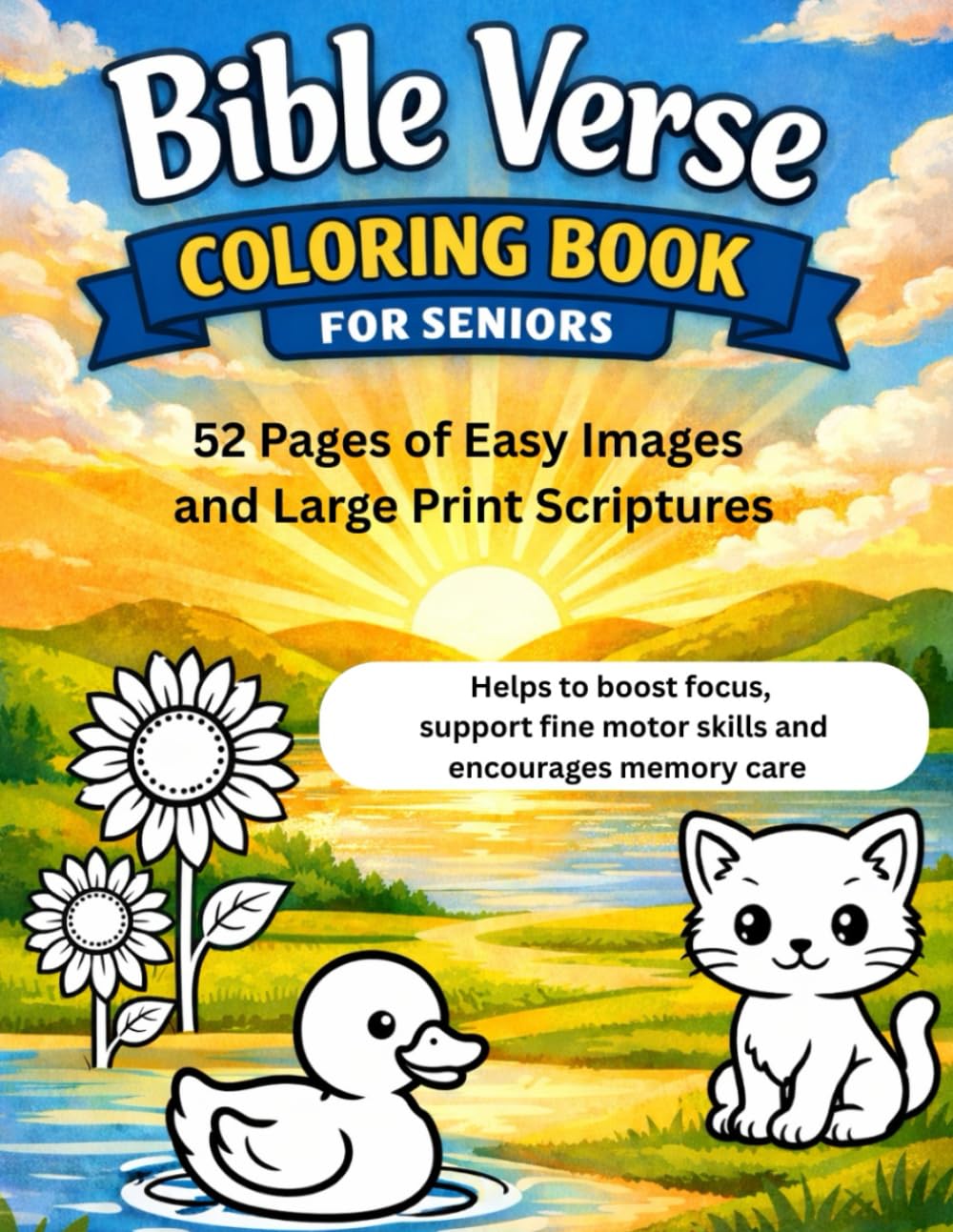 Bible Verse Coloring Book for Seniors: Easy and Bold | Large Print | Thick Paper | Simple images for memory-care | Beautifully curated faith-filled ... idea for Seniors and Dementia care patients
